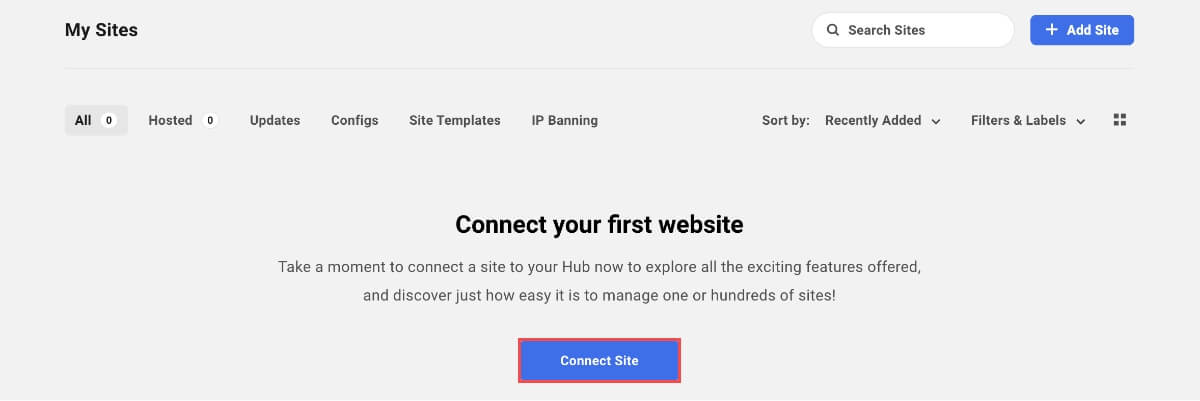 My Sites画面から「Connect Sites」ボタンを押します。